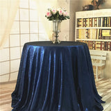 Matt Navy Blue 72" round Sequin Tablecloth for Wedding Party