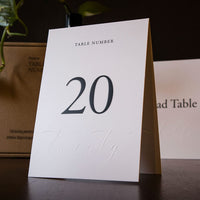Table Numbers 1-20 - Double Sided Wedding Table Numbers with Embossed Details - 4X6 Inches, Self-Standing Table Numbers for Wedding Reception - Perfect for Banquets, Cafés, Restaurants, Establishments & Special Events or Functions