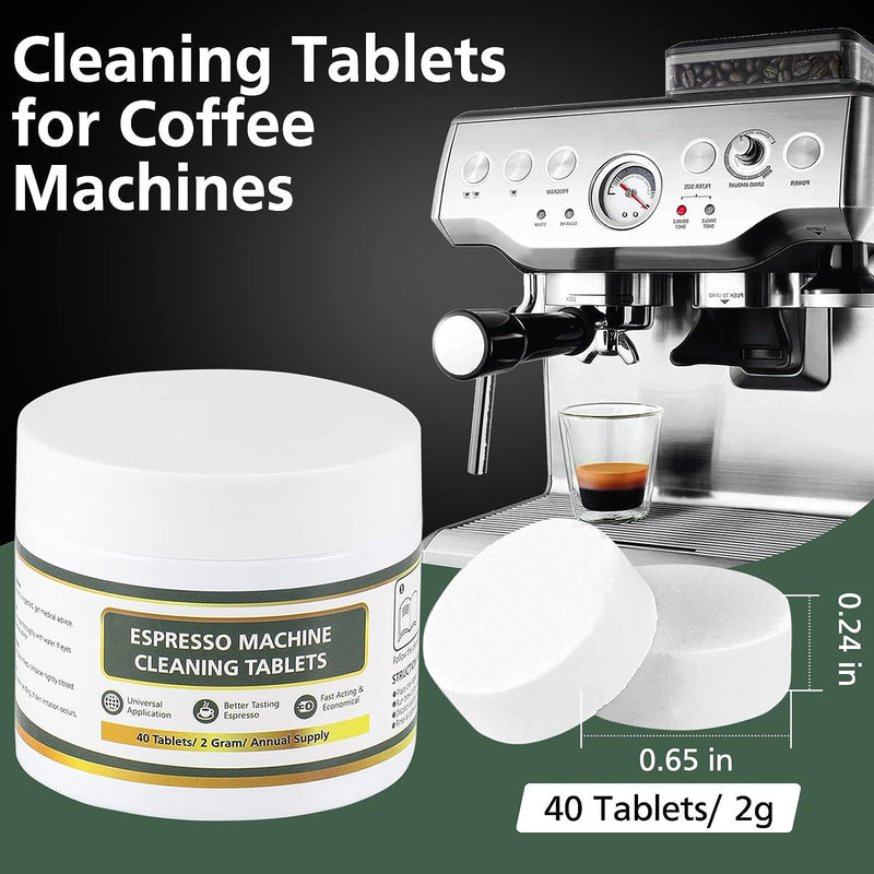 6 Pack Espresso Machine Water Filter and 40 Pack Espresso Cleaning Tablets, Espresso Cleaning Kit Includes 2g Cleaning Tablets & Charcoal Activated Filters Replacement for Breville Espresso Maker