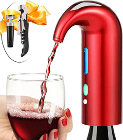 Electric Wine Aerator, Wine Dispenser Pump, Automatic Wine Pourer, Instant Wine Decanter, One-Touch Wine Oxidizer with Retractable Tube, Portable and USB Rechargeable, Matte Black