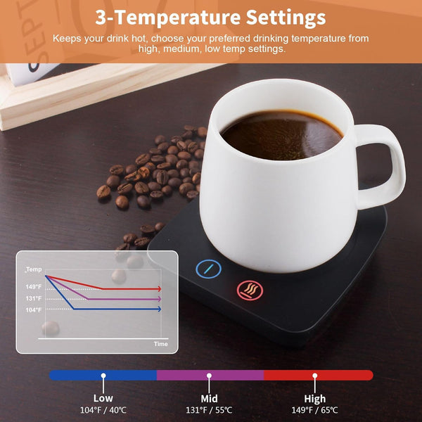 VOBAGA Coffee Mug Warmer&Cup Warmer for Office Desk Use, Electric Beverage Warmer with Three Temperature Settings, Coffee Warmer Plate for Cocoa Tea Water Milk with Auto Shut Off After 4 Hours