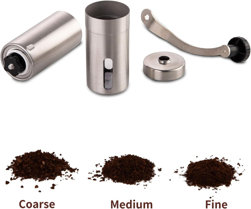 PARACITY Manual Coffee Bean Grinder Stainless Steel Hand Coffee Mill Ceramic Burr for Aeropress, Drip Coffee, Espresso, French Press, Turkish Brew