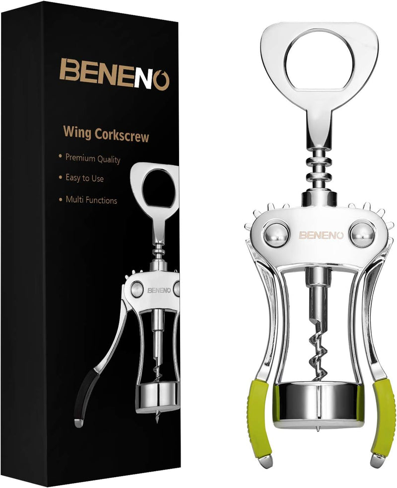 Wine Opener, Zinc Alloy Premium Wing Corkscrew Wine Bottle Opener with Multifunctional Bottles Opener, Upgrade