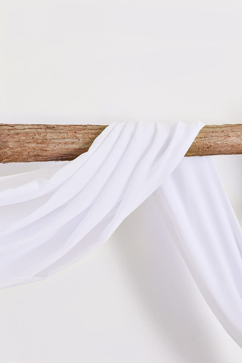 2-Piece White Sheer Chiffon Wedding Arch Drapes - 6 Yards Long x 30 Wide - Party Backdrop Decoration