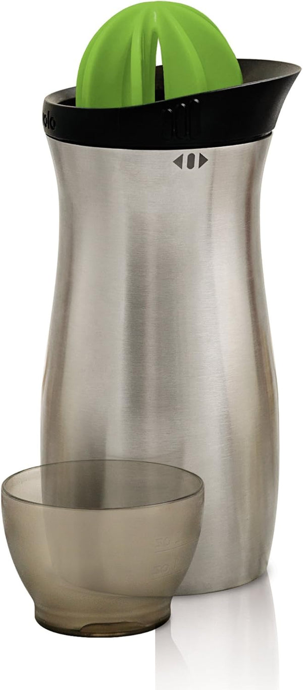 Tovolo Cocktail Shaker Stainless Steel (24 oz.) - Built-In Citrus Reamer, Strainer, & Jigger / Gadget for Bar Cart, Bartending, Home Bar, Mixology, Kitchen, & Gifting