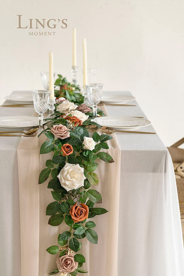 Artificial Rustic Rose Flower Garland - 5FT Long Terracotta - Wedding Decorations
