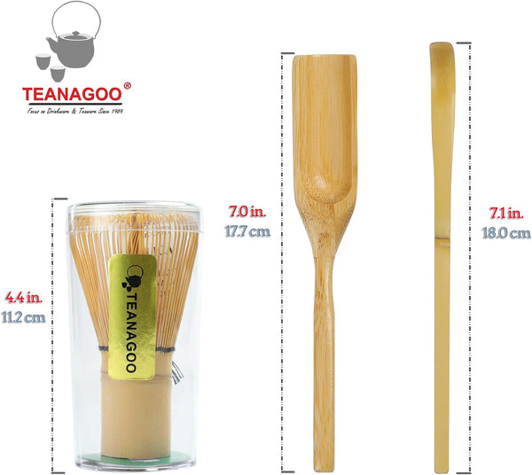 TEANAGOO Japanese Matcha Ceremony Accessory, Matcha Whisk (Chasen), Traditional Scoop (Chashaku), Tea Spoon, Whisk Holder,I5, The Perfect Set to Prepare a Traditional Cup of Matcha.