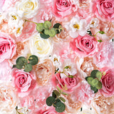 NUPTIO Flower Wall Panel for Flower Wall Backdrop, 6 Pcs 24" X 16" White & Pink Faux Roses Artificial Flower Backdrop for Flower Wall Decor, Party Wedding Decor, Bridal Shower Decor Baby Shower Decor