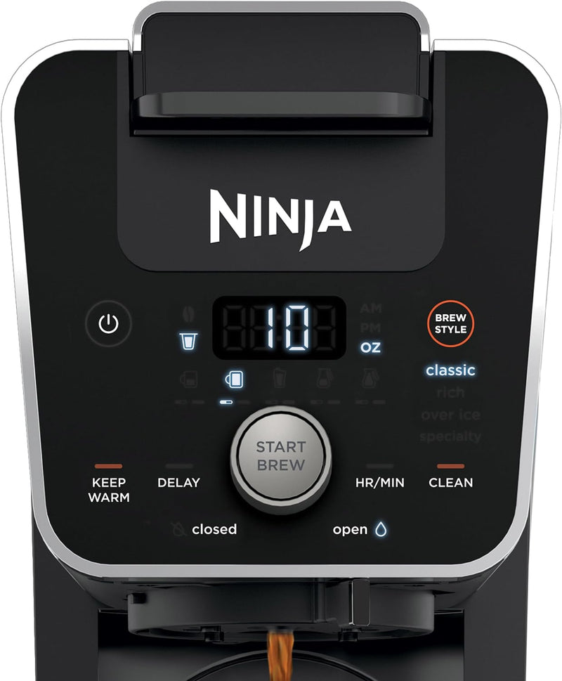 Ninja CFP451CO DualBrew System 14-Cup Coffee Maker, Single-Serve Pods & Grounds, 4 Brew Styles, Built-In Fold Away Frother, 70-oz. Water Reservoir Carafe, Black (Renewed) Extra Large