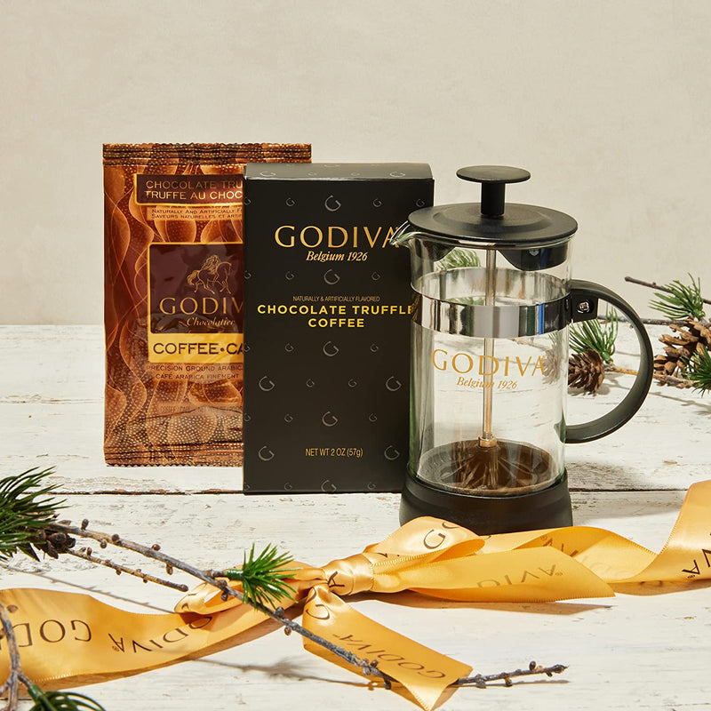 Thoughtfully Godiva Coffee Gift Set, Includes French Press Coffee Maker and Godiva Chocolate Truffle Coffee, Premium Gift Set in Beautiful Gift Box Packaging