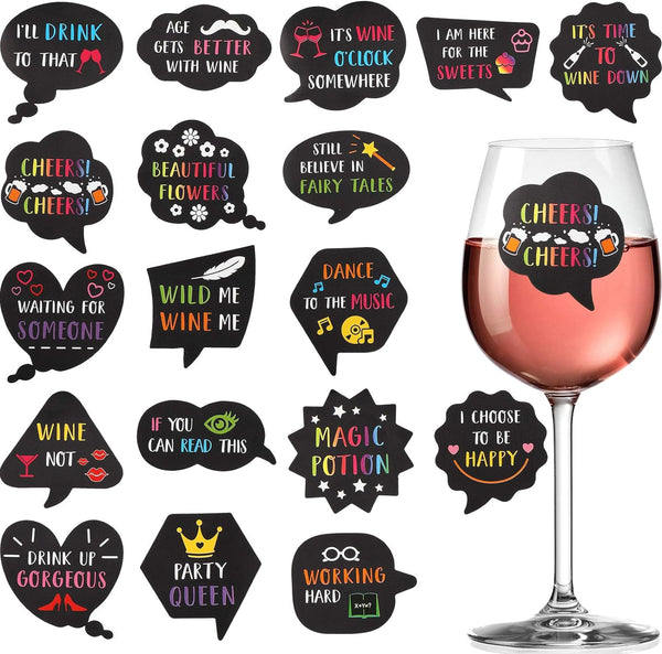 Zonon 36 Pieces Wine Glass Drink Markers Funny Stickers for Wine Glasses Reusable Glass Stickers for Wine Tasting Party Wine Charms and Favors Dinner Party Wedding BBQ Pub