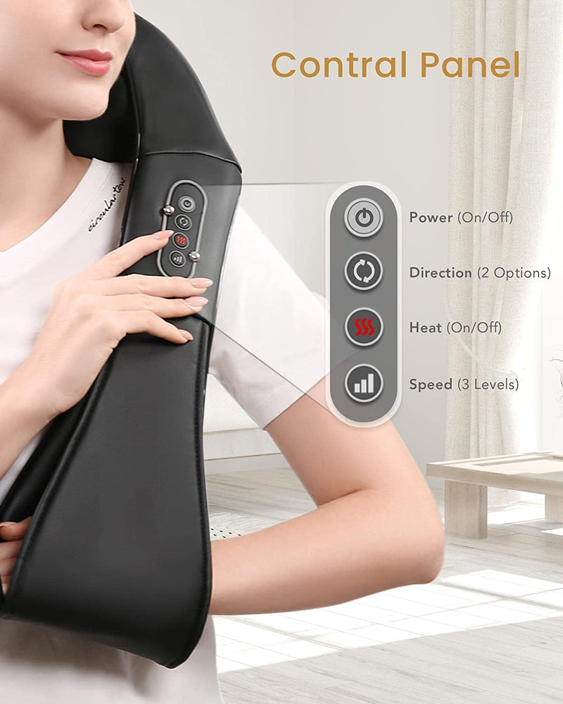 Neck and Back Massager with Soothing Heat, Shiatsu Shoulder Electric Massage 3D Deep Tissue Kneading Massages for Muscle Pain Relief, Best Relax Gifts at Home, Office, Car