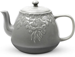 Toptier Leaf Teapot, Porcelain Tea Pot with Infuser and Lid, Blooming & Loose Leaf Ceramic Teapot, 37 Ounce, Light Green