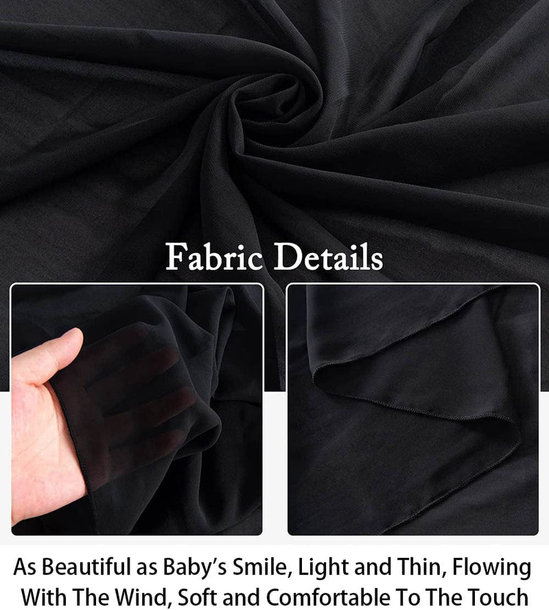 Wedding Arch Chiffon Fabric 2 Panels - 19FT Black Drapery Backdrop for Ceremony Party and Decoration