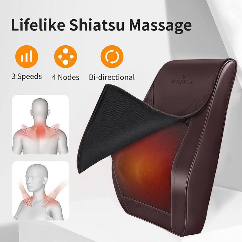 Back Massager Neck Massager with Heat, Shiatsu Massage Pillow for Pain Relief, Massagers for Neck and Back, Shoulder, Leg, Christmas Gifts for Men Women Mom Dad