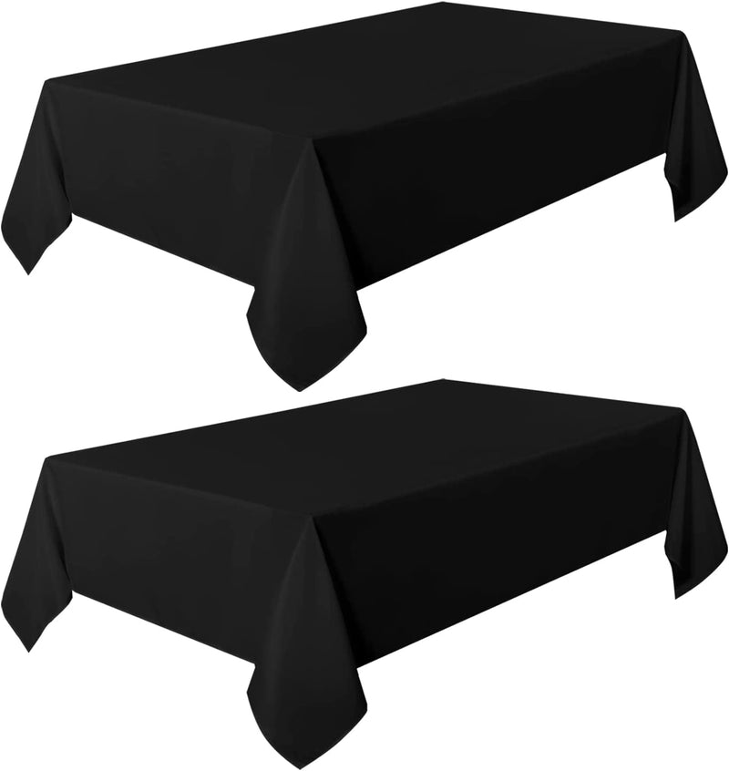 2-Pack Black Tablecloth - Stain  Wrinkle Resistant Rectangle Table Cloth 60x102 for Dining Table Buffet Parties Camping
