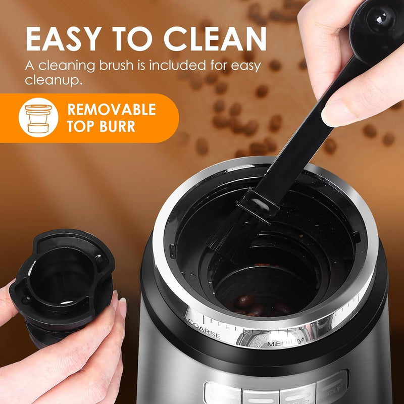 Skyehomo Electric Burr Coffee Grinder, Adjustable Burr Mill Coffee Bean Grinder with 20 Grind Settings 10Cup for Espresso, Drip, French Press, Pour Over, Cold Brew