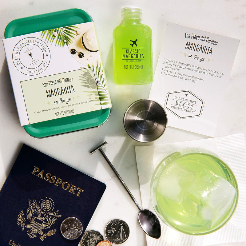 Thoughtfully Cocktails, Cocktail Kit Travel Tin Gift Set, Includes Classic Margarita Cocktail Mixer, Jigger, Bar Spoon and Recipe Card (Contains NO Alcohol)