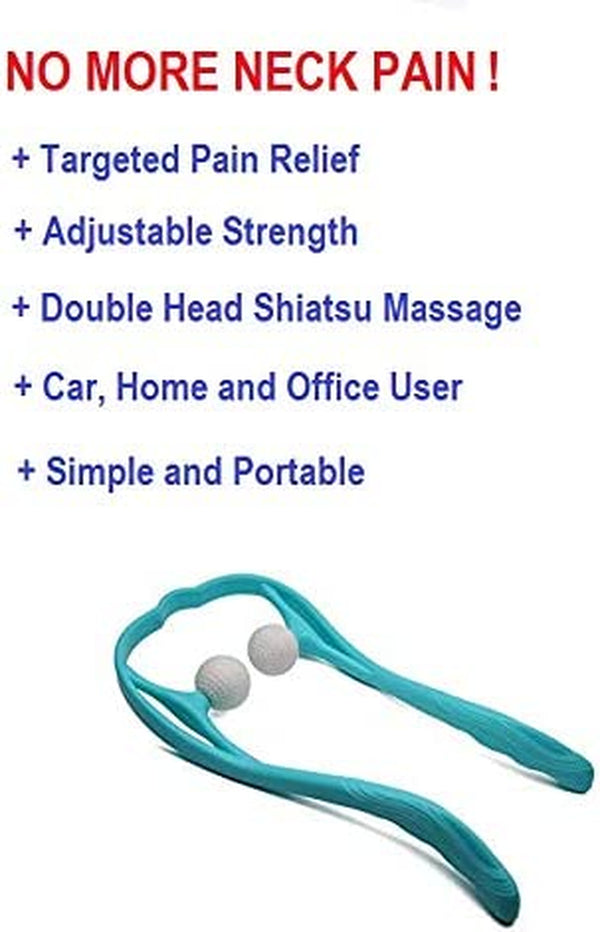 M1212 Shiatsu Neck Massager for Neck and Shoulder with Deep Tissue Trigger Point Manual Self Muscle Massage for Muscle Pain Relief (Simulates Massage Therapist Hands) (1 Pack Blue)