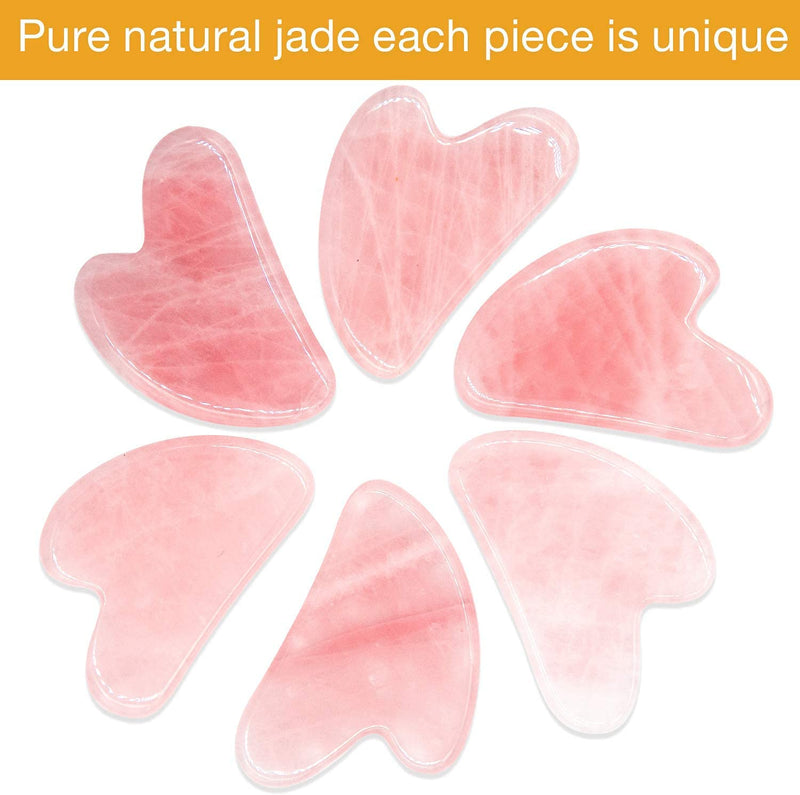 Gua Sha Massage Tool Rose Quartz Jade GuaSha Facial Tool, Gua-Sha Stone for Neck Body SPA Acupressure Scraping Massage Trigger Point Treatment