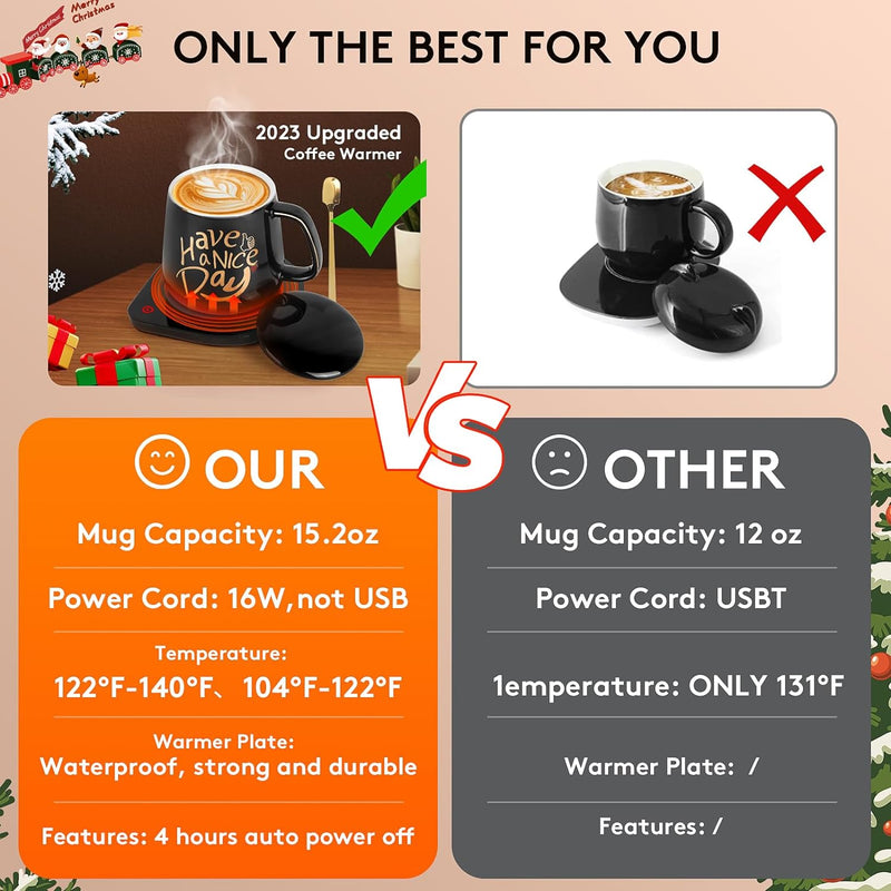 【2023 Upgraded】 Coffee Mug Warmer for Desk with Auto Shut Off -Coffee Warmer Desk/Coffee Cup Warmer/Coffee Warmer with Mug Set with 2 Temperature for Office Home-Winter, Valentine's Day