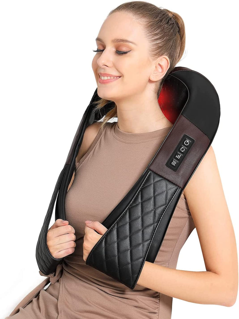 Neck Massager with Heat, Shiatsu Back Neck and Shoulder Massager, Deep Tissue 4D Kneading Massage Relax Muscle Pain Relief, Use at Home, Office, Car- Best Gifts for Women Men Mom Dad