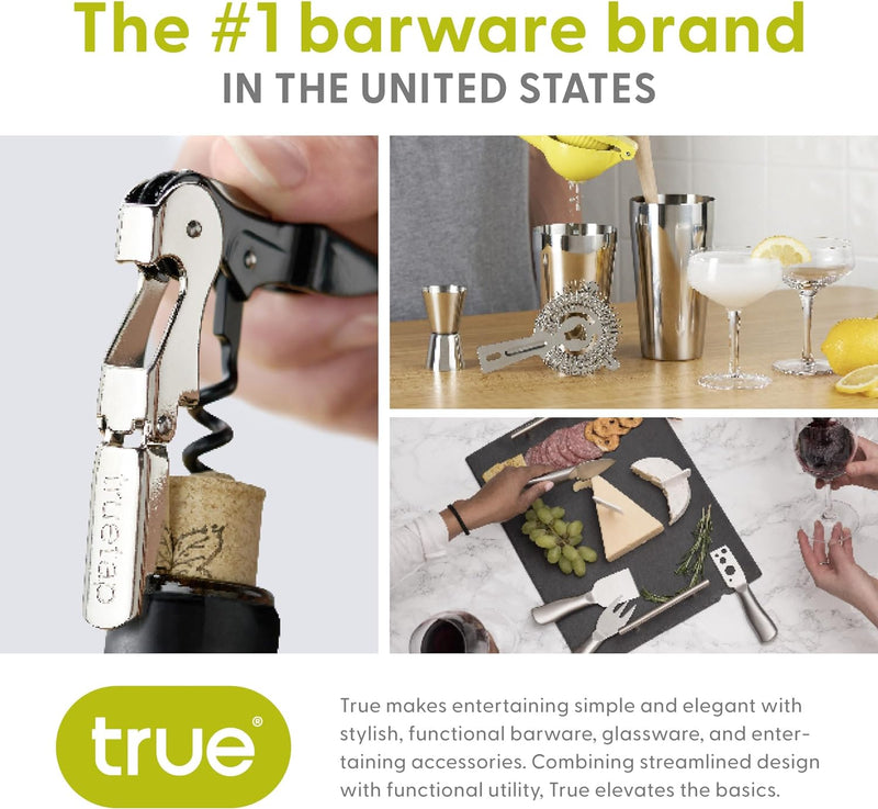 True TrueTap Double Hinged Waiter’s Corkscrew, Matte Black Wine Bottle Opener with Foil Cutter, Wine Key