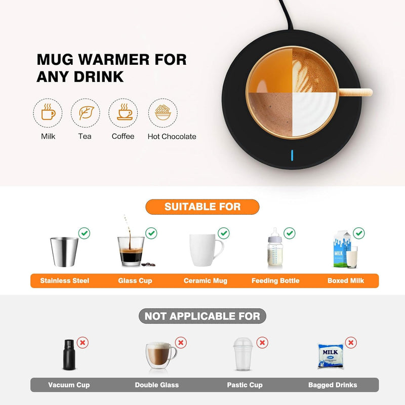 Jisiloe Coffee Mug Warmer, Smart Coffee Cup Warmer with Pressure-Induced Auto ON/Off, Candle Warmer Coffee Warmer Plate for Milk Tea, Coffee Accessories for Home Office Desk