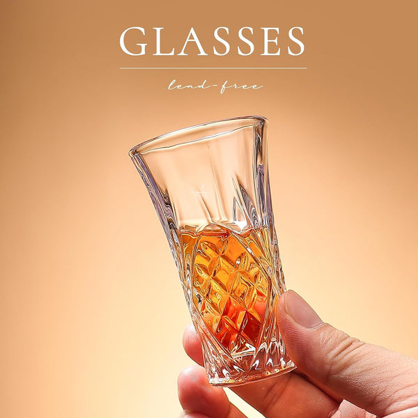 LOBUBT 2 OZ Shot Glasses Set,6-Pack Tequila Shot Glasses with Heavy Base Crystal Shot Glasses Bulk Small Whiskey Cordial Glass for Liqueur Spirits Bar Party Favor