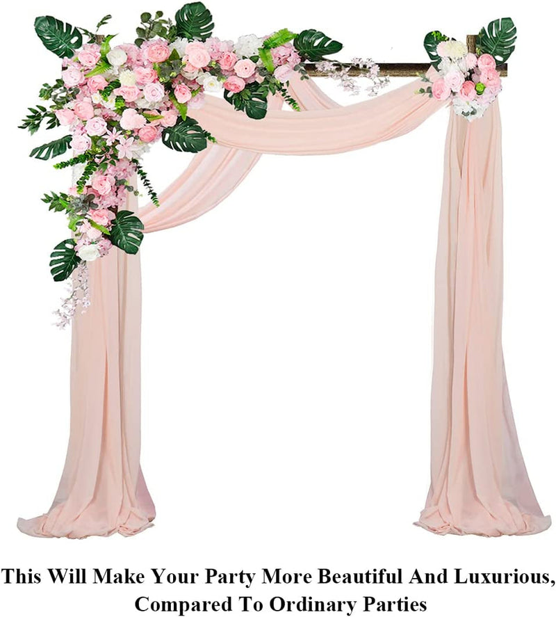 Peach Chiffon Wedding Arch Drapes - 6 Yds 2 Panels - Tulle Fabric for Outdoor Weddings - 29x18ft