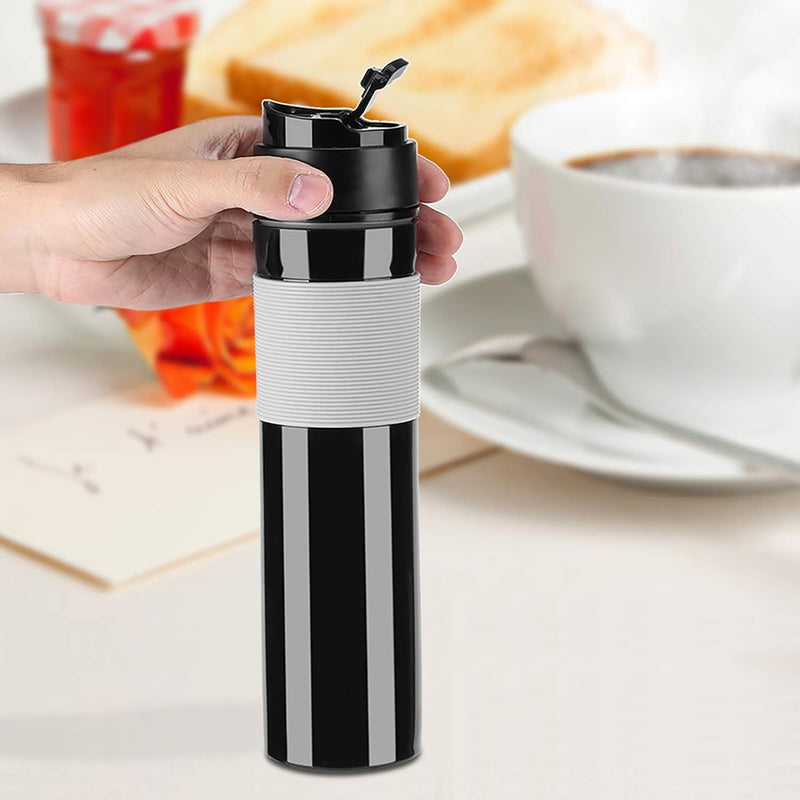 French Press Travel 350ml/12oz Portable Coffee Press Mug Tea and Coffee Maker Bottle Coffee Brewer Travel Tumbler Water Cup(Black)