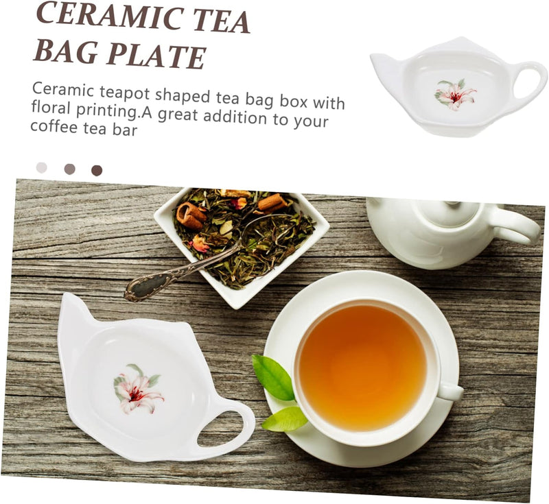 Amosfun 8 Pcs Tea Bag Saucer Tea Organizer for Tea Bags Ceramic Teabag Tray Ceramic Teabag Coasters Cooking Utensil Side Chinese Soy Sauce Tea Coasters Trays Snack Travel Ceramics Ring