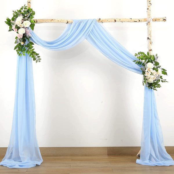 PARTISKY Wedding Arch Draping Fabric, 1 Panel 18FT Baby Blue Sheer Backdrop Curtain Chiffon Fabric Drapes Arbor Drapery Wedding Ceremony Reception Swag Decorations