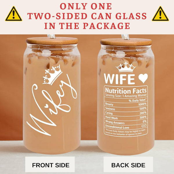 Gifts for Wife from Husband - Wife Gifts - Wedding Anniversary for Her, Birthday Gifts for Wife, Christmas Gifts for Wife - I Love You Gifts for Her, Romantic Gifts for Her - 16 Oz Wife Can Glass