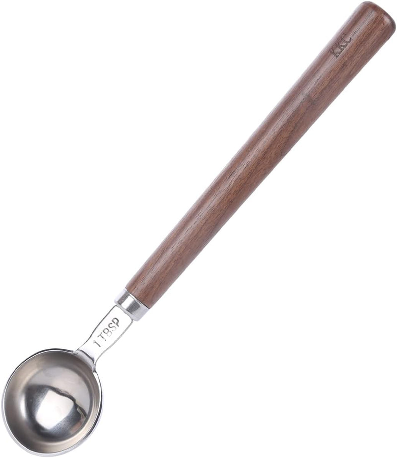 KKC HOME ACCENTS Coffee Scoop Wood Handle for Ground Coffee,Tea Scoop for Loose Leaf Tea,Wooden Long Handle 1 Tablespoon for Coffee Beans,Loose Tea Bulk, Silver, 1 tbsp, 6.7 inch