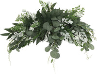 27.6Inch Greenery Swag, Artificial Front Door Wreath Eucalyptus Leaves Garland Hanging Floral Swag for Home Indoor Outdoor Window Wall Wedding Party Decoration