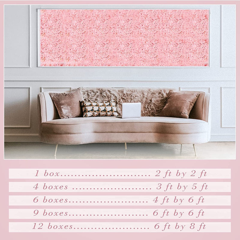 4-Pack Pink Artificial Flower Wall Panels - 10x10 Silk Rose Mat for Wedding Party  Photography