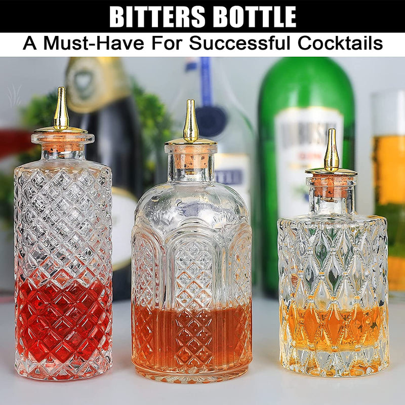 SuproBarware Bitters Bottle for Cocktails - Glass Dasher Bottles with Dash Tops, Great for Bartender,Home Bar