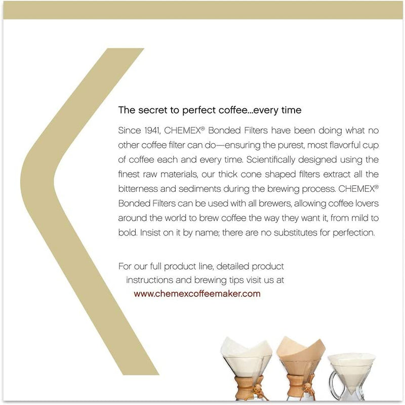 Chemex Bonded Filter - Natural Square - 100 ct - Exclusive Packaging