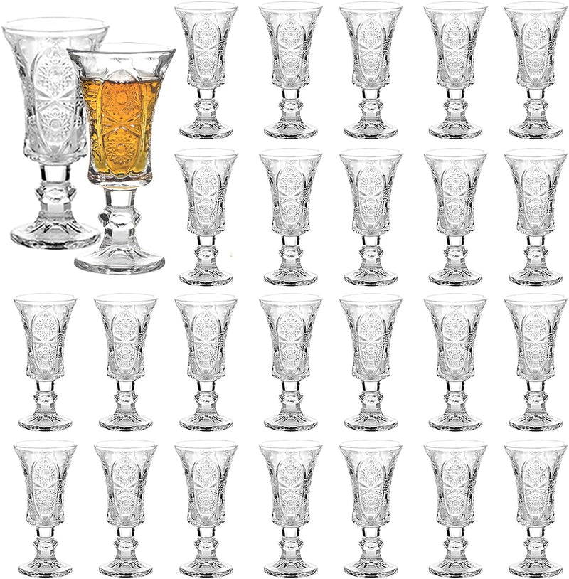 Round 1.3-Oz Cordial Glasses, Lead-Free Sherry Glasses, Clear Heavy Base Shot Glasses (Set of 6)