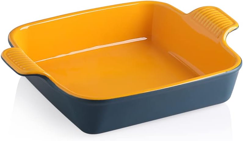 Ceramic Baking Dish with Double Handles 22oz - Small Rectangular Pan for Cooking Brownies and More