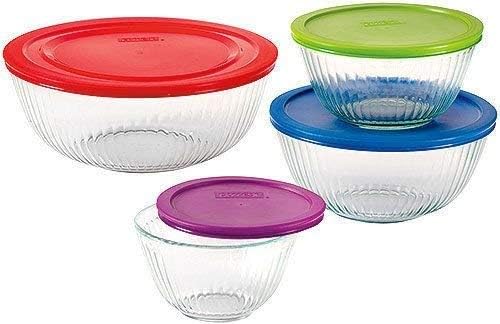 Pyrex 100 Years Glass Mixing Bowl Set - 8 Pieces Limited Edition Assorted Colors