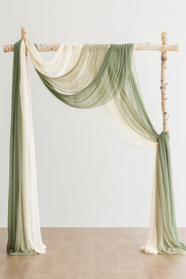 Wedding Arch Drapes - White  Sage