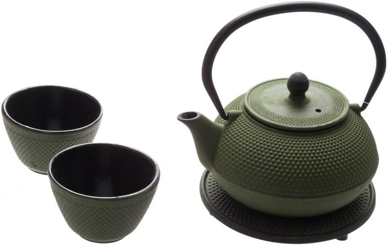 M.V. Trading New Star International T8010 Cast Iron ARR Tea Set with Trivet, 21 oz, Black