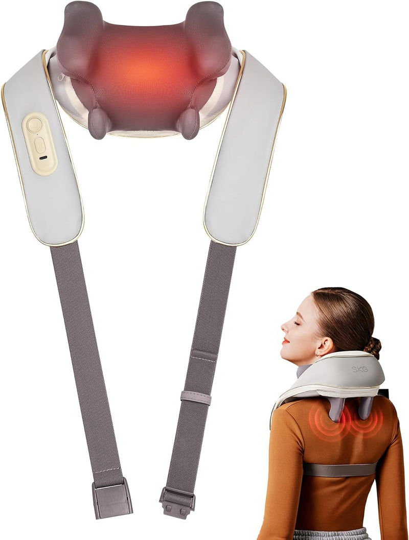 SKG Shoulder and Neck Massager for Pain Relief Deep Tissue, 6D Cordless Shiatsu Neck Massager with Heat for Neck, Back, Shoulder, Legs, Electric Kneading Massage Use at Home Office Car, H5