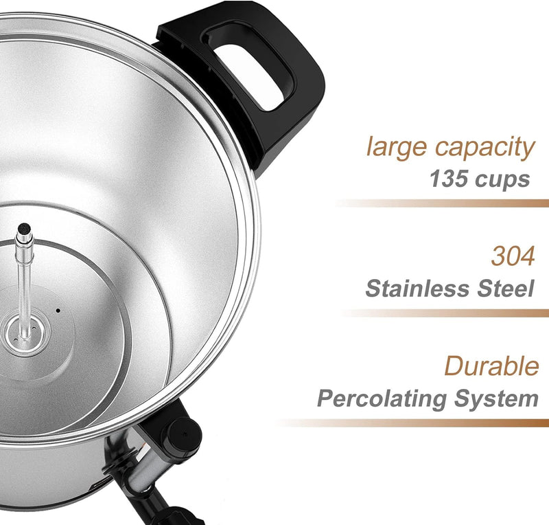 Valgus Commercial Stainless Steel Coffee Urn 135-Cup 20L Large Capacity Coffee Maker Hot Water Urn with Percolator Automatic Temperature Control for Large Events, Parties, Weddings