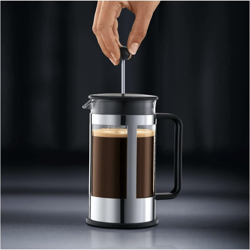 Bodum Kenya 8-Cup French Press Coffee Maker, 34-Ounce, Stainless Steel, Black