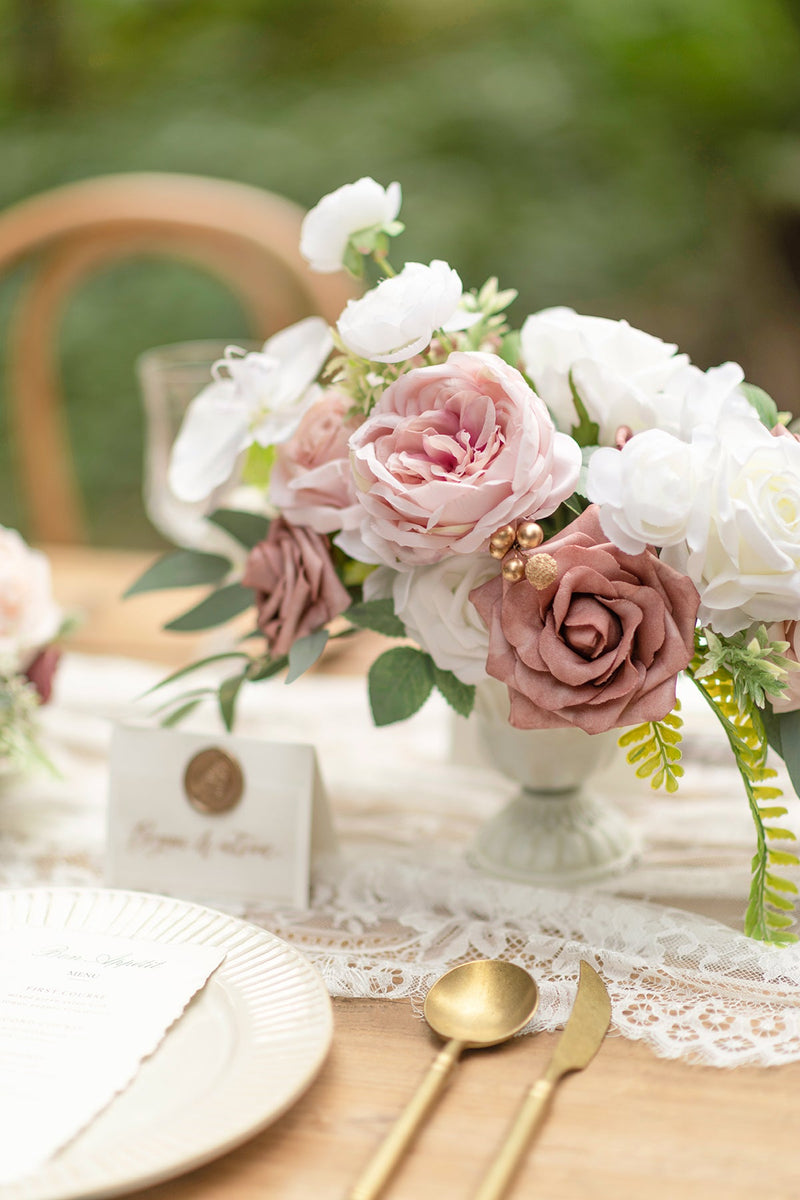 Large Floral Centerpiece - Dusty Rose  Cream Set