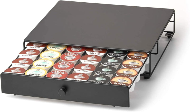 Nifty Coffee Pod Mini Drawer – Black Finish, Compatible with K-Cups, 24 Pod Pack Holder, Non-Rolling, Under Coffee Pot Storage, Sliding Drawer, Home Kitchen Counter Organizer