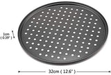 Destinymd Pizza Pan With Holes, 2 Pack Carbon Steel Perforated Non-Stick Tray Tool Crispy 12inch Round for Home Kitchen, Dark Gray